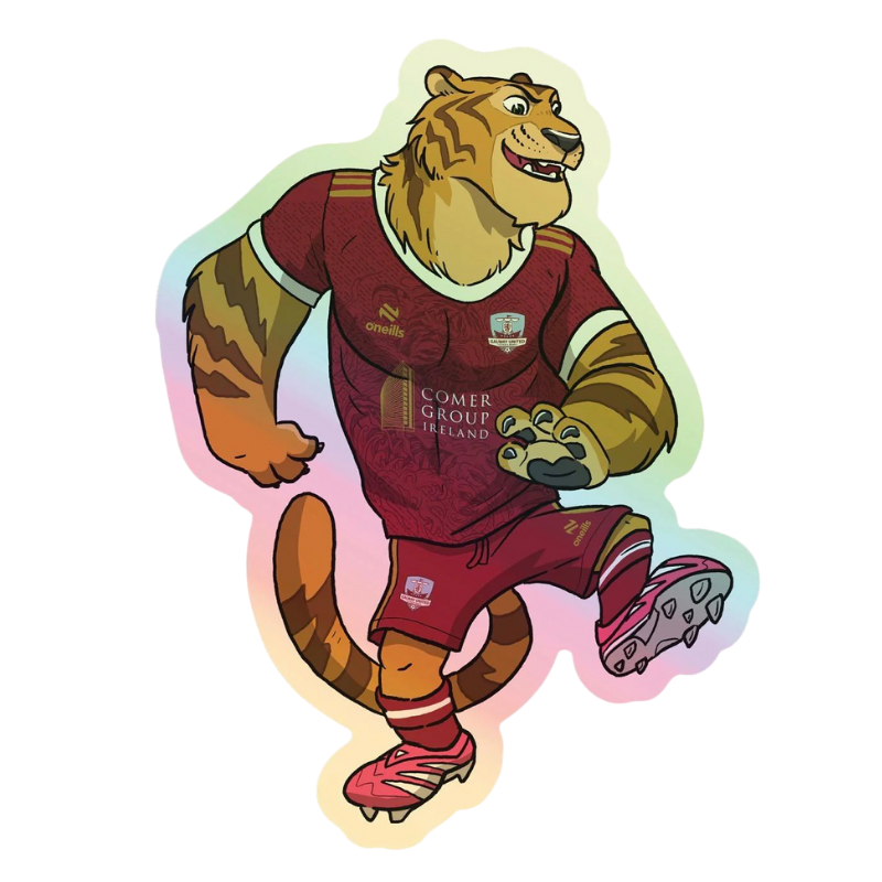 Galway United FC Terry The Tiger Holographic Sticker