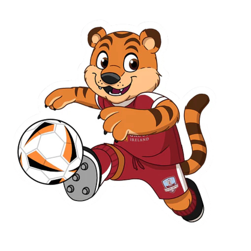 Galway United FC Terry The Tiger Kick Die Cut Sticker