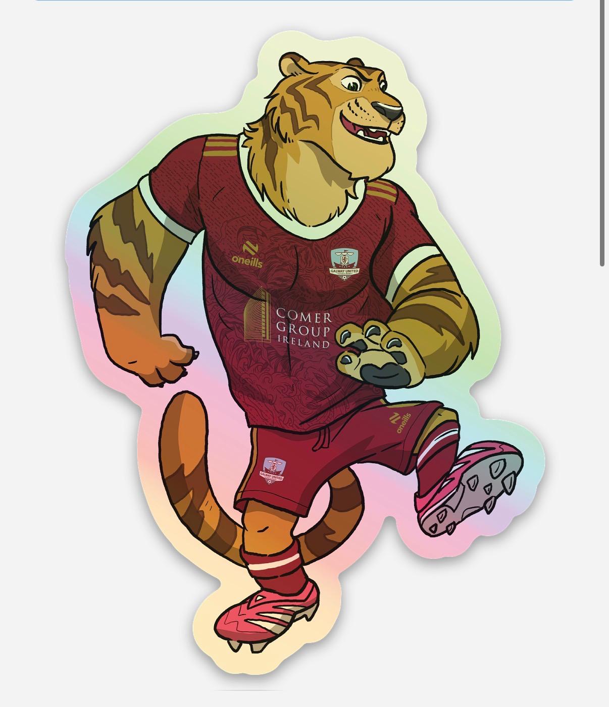 Galway United FC Terry The Tiger Holographic Sticker